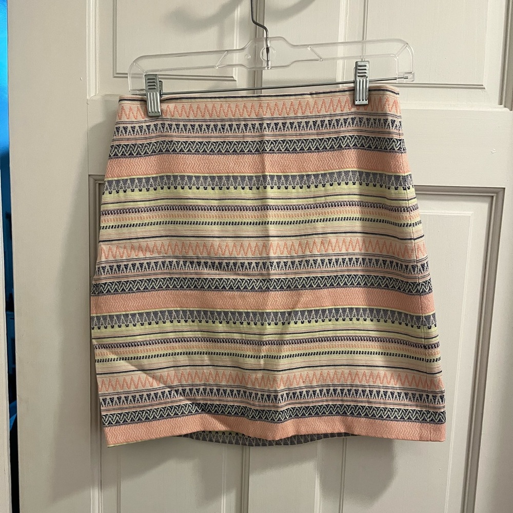 LOFT Striped Pink Yellow Blue Skirt 4P